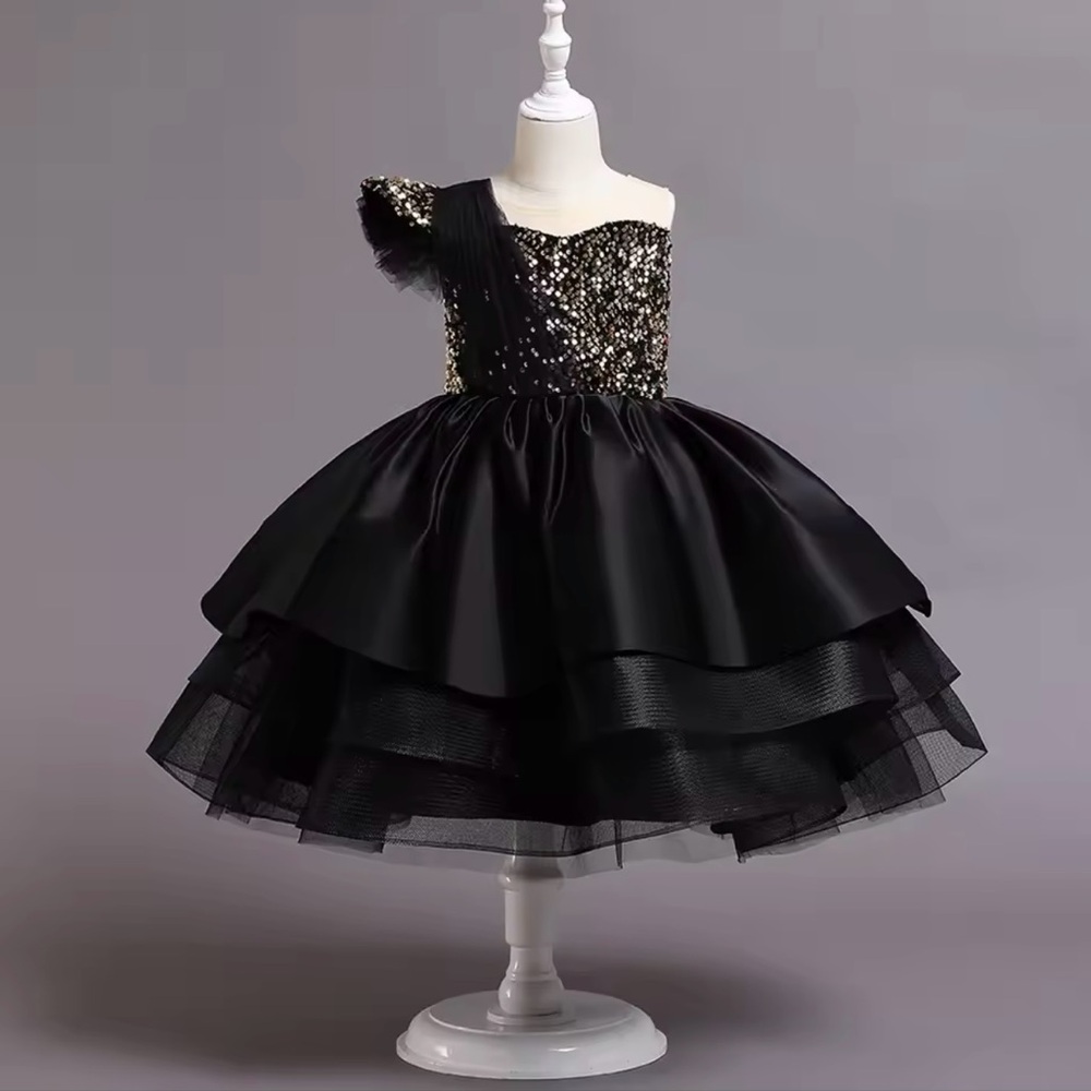 Black Girl Sequins Lace Party Dress for girl